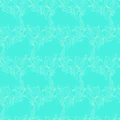 seamless botanical pattern of painted oriental motifs