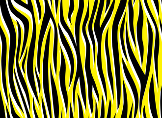 Zebra yellow abstract seamless pattern. Colorful stripes, repeating background. Vector printing for fabrics, posters, banners. 