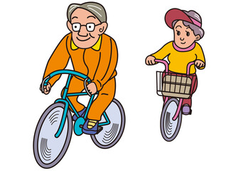 老夫婦のサイクリング
