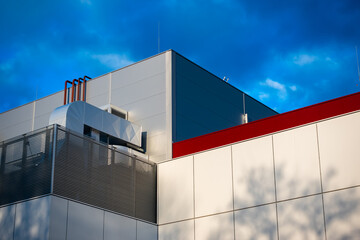 Ventilation and air conditioning systems on the roof of a modern building. HVAC system photographed...