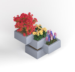Isometric. Flower garden from granite.