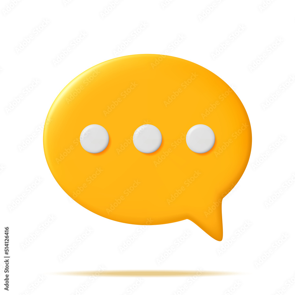 Poster 3d chat bubble with dots isolated.