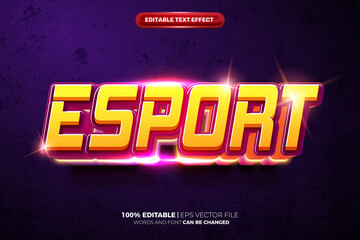 esport glow logo template 3D Editable text Effect Style on grunge wall background © agungkreatif