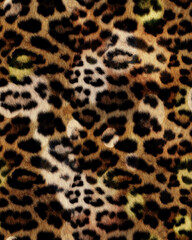 Fototapeta na wymiar Ombre Colored Realistic Furry Leopard Seamless Pattern Animal Skin Spots Texture Trendy Fashion Colors Perfect for Allover Fabric Print
