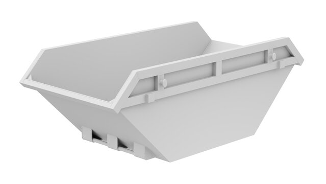 Clay render of waste skip container - 3D illustration