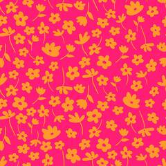 Fototapeta premium Ditsy floral vintage seamless pattern. Cute fashion print with small hand drawn flowers. Retro botanical vector background