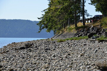 Stony Beach at the Puget Sound on Olympic Peninsula, Washington