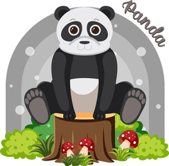 Cute panda in cartoon flat style