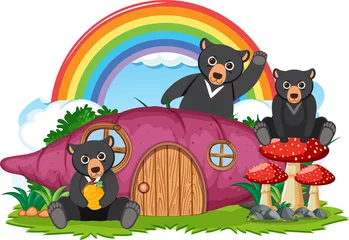 Black bear group with taro house © blueringmedia