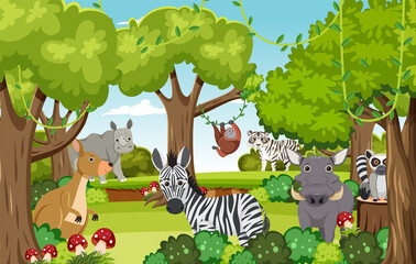 Obraz na płótnie Canvas Cute wild animals in the forest