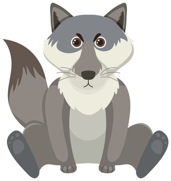 Cute wolf in flat style isolated