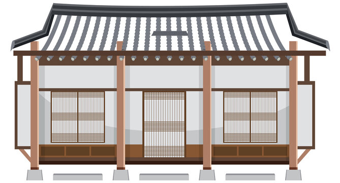 recommend clip art: Korean ancient house on white background