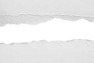 Obraz premium White ripped paper torn edges strips isolated on white background
