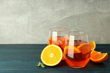 Concept of summer cocktail, Aperol Spritz, space for text