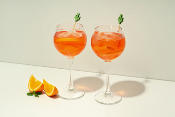 Concept of fresh summer cocktail, Aperol Spritz