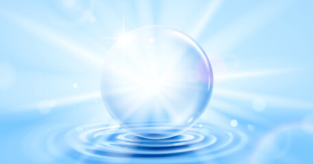 Fototapeta na wymiar Bubble on water ripple background