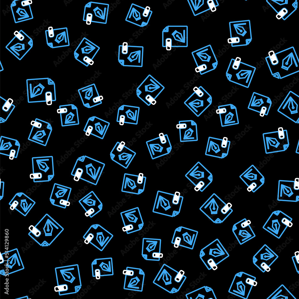 Poster line ai file document. download ai button icon isolated seamless pattern on black background. ai fil