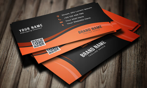 Clean Business card with Qr code Premium EPS