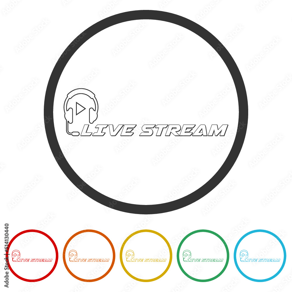 Poster live stream icons in color circle buttons