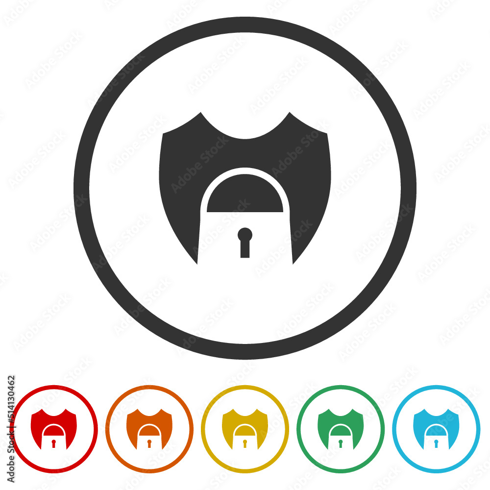 Poster secure internet icons in color circle buttons
