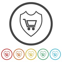 Secure Shopping icons in color circle buttons