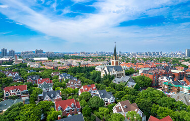 Obraz premium A Thames Town urban environment in Songjiang District, Shanghai, China