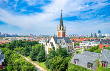 Fototapeta premium A Thames Town urban environment in Songjiang District, Shanghai, China