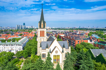 Obraz premium A Thames Town urban environment in Songjiang District, Shanghai, China