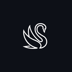 Swan logo vector icon line illustration