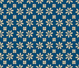 Japanese Pretty Round Flower Vector Seamless Pattern