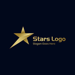 Luxury Gold Star arrow logo design, abstract rising stars modern logo icon symbol graphic design element