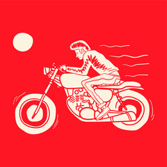 Plakat Cafe racer vector silhouette for poster and t-shirt print-01