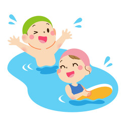Children playing in the water - obrazy, fototapety, plakaty