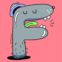 Cartoon Colorful Character English alphabet. Cute bold font. Handwritten ABC. Vector Handdrawn illustration