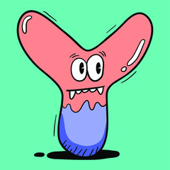 Cartoon Colorful Character English alphabet. Cute bold font. Handwritten ABC. Vector Handdrawn illustration