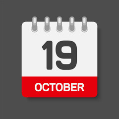 Icon page calendar day 19 October, template date