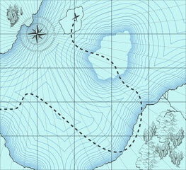 Detailed blue treasure map vector