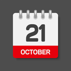 Icon page calendar day 21 October, template date