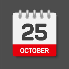 Icon page calendar day 25 October, template date
