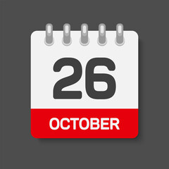 Icon page calendar day 26 October, template date