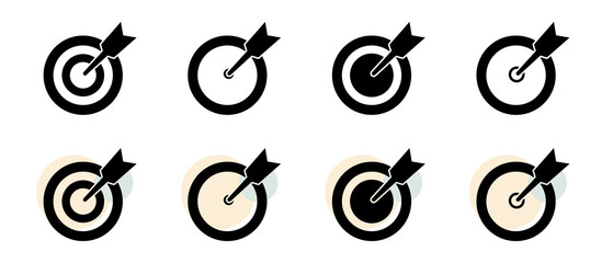 Target Icons Set - Different Vector Illustrations Isolated On White Background