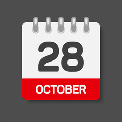 Icon page calendar day 28 October, template date