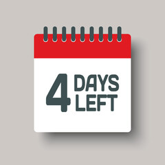 Countdown daily page calendar icon - 4 days left