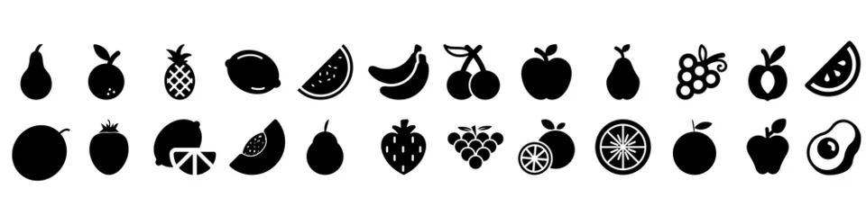 Fotobehang Fruits vector icon set. Vitamin illustration sign collection. vegetarian symbol. © Denys