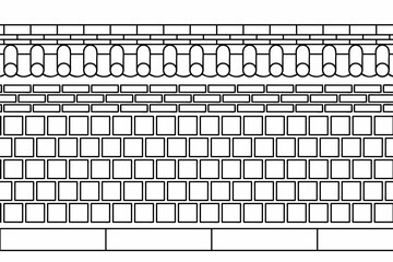 The wall of a traditional Korean house, Hanok. Vector line art illustration.