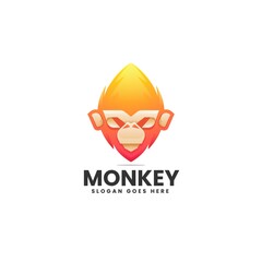 Vector Logo Illustration Monkey Gradient Colorful Style.
