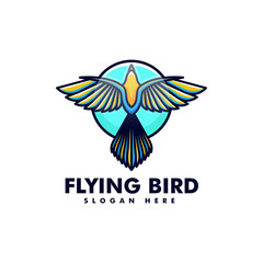 Vector Logo Illustration Flying Bird Simple Mascot Style.