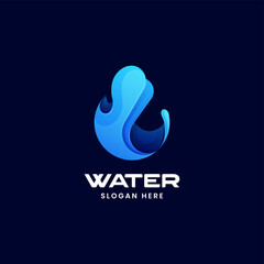 Vector Logo Illustration Water Gradient Colorful Style.