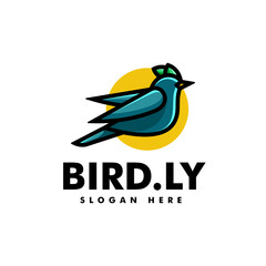 Vector Logo Illustration Bird Simple Mascot Style.