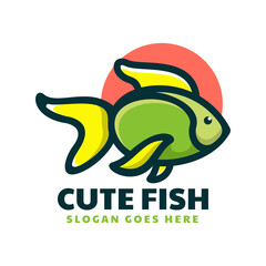 Vector Logo Illustration Fish Simple Mascot Style.
